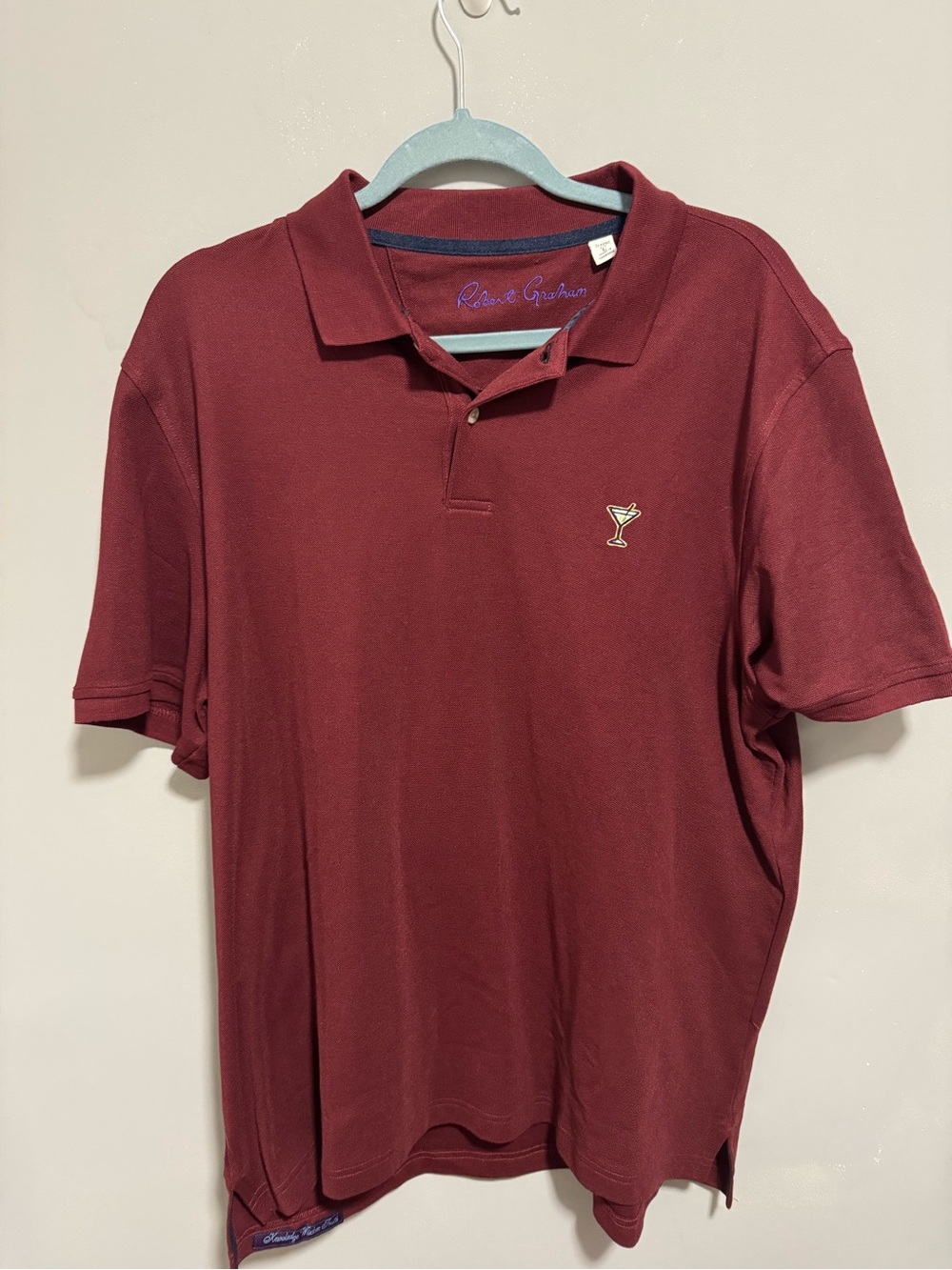 NWOT- Robert Graham- Men’s Burgundy Short-Sleeve Polo. Size L